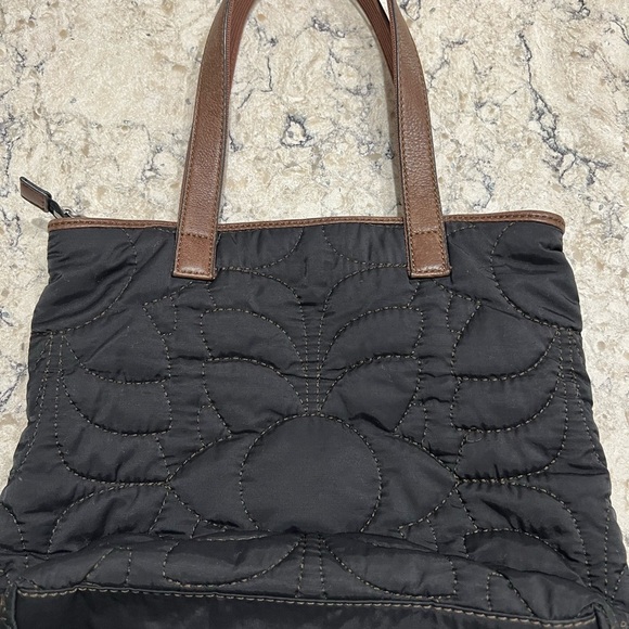 Fossil Black and Brown Quilted Tote with Leather Accents - Picture 5 of 6